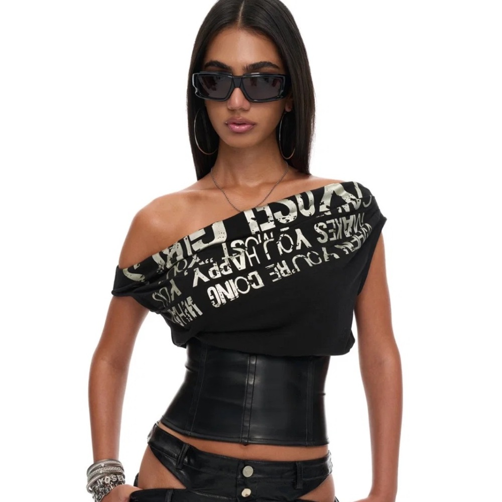 Silver Script Corset Top